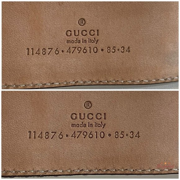Authentic Gucci Web Canvas Leather Gold Interlocking G Buckle Belt 85/34 114876 - Picture 7 of 13